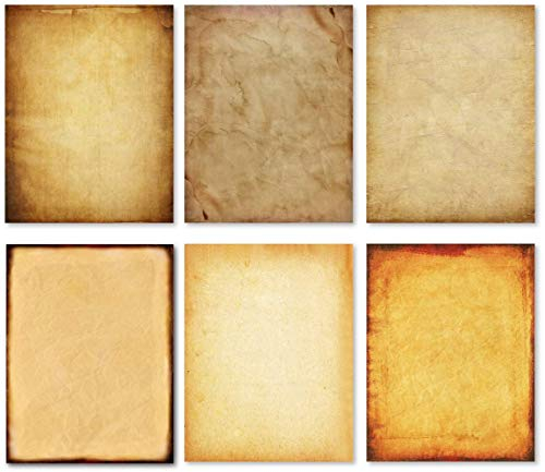 60 Blatt Vintage Briefpapier, doppelseitig Druckerpapier 120GSM, 6 verschiedene Muster in 1 Pack antikem Papier Retro Pergament Design, perfekt für Papierdekorationen Einladung Crafting 8,5 x 11 Zoll