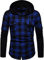 Iris Sprite Sweat à Capuche Homme Chemise Carreaux avec Poche Poitrine Épissage Manches Longues (Bleu, M)
