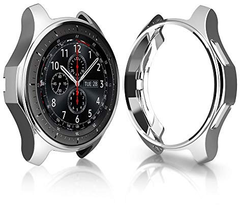 PINHEN Schutzhülle Kompatibel mit Galaxy Watch 46mm /Gear S3 Frontier - Soft TPU Kratzfest Schutzhülle Schale Hülle für Gear S3 Frontier/Galaxy Watch 46mm(Silver)