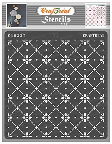 CrafTreat Dot Pattern Stencils for Painting on Wood, Tile, Canvas, Paper, Fabric and Floor - Dotted Diamond Flower Stencil - 6x6 Inches - Reusable DIY Art and Craft Stencils Patterns for Painting
