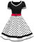 AXOE Damen 50er Jahre Kleider Rockabilly Vintage Festliches mit Abnehmbarer Gürtel A LinieWeiß Schwarz Polka Dots, Gr.46, 3XL