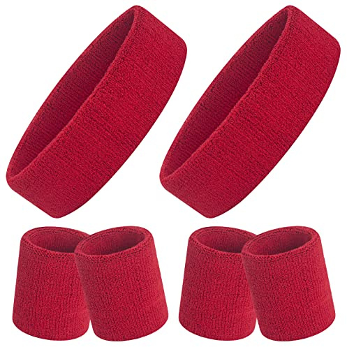 ONUPGO Schweißband-Set, Sport-Stirnband, Armband-Set (6 Stück) Schweißbänder aus Frottee, Schweißband, Stirnband, Feuchtigkeitstransport, Schweißabsorbierendes Stirnband