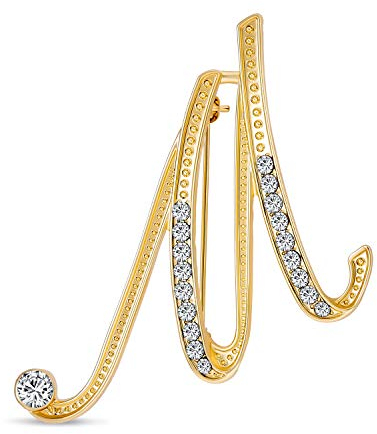 Großes Statement Abc Pave Crystal Cursive Script Monogramm Buchstaben Alphabet Initiale M Schal Revers Pin Brosche Für Frauen Gelbgold Plattiert
