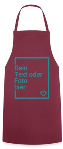 Spreadshirt Kochschürze Personalisiert mit Foto oder Text aus 100% Baumwolle | Grillschürze für Damen & Herren | Küchenschürze inkl. Kordelzug, One size, Bordeaux