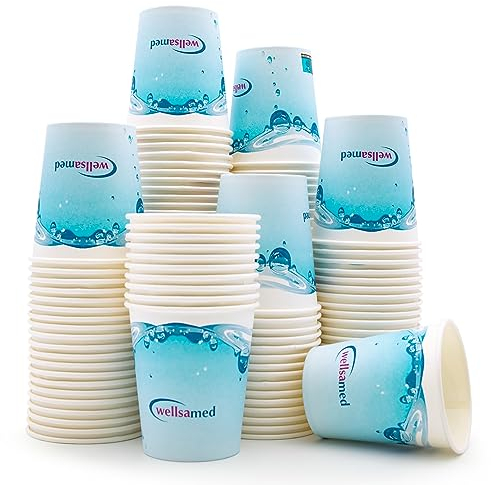 Wellsamed WELLSACUP 1000 Stück Pappbecher 180 ml, Motiv Aqua, geeignet für Heiß- und Kaltgetränke, Coffee to Go, Business, Party
