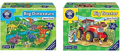 Orchard Toys Big Dinosaurs Floor Puzzle & Big Tractor Floor Puzzle