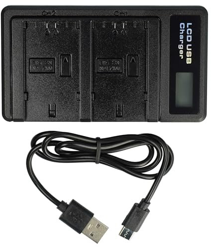 vhbw Dual Charger compatible with Sony ZV-E1 Camera Battery - Cradle + Micro USB Cable with Display, 8.4 V