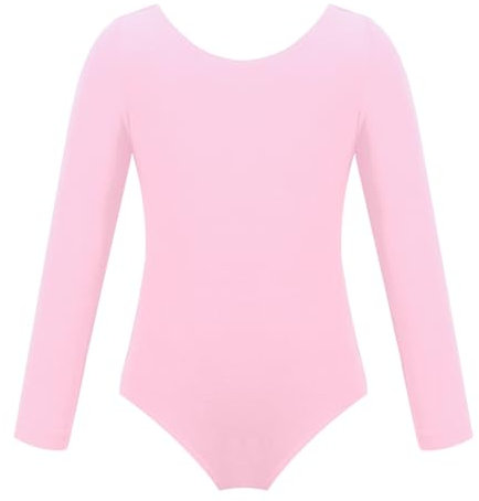Freebily Body Ginnastica Artistica Bambina Maniche Lunghe con Fascia Colorata Leotards Dancewear Tuta Sportiva Vestito Ballerina Danza Classica da Balletto Abito Ballo Rosa 8 anni
