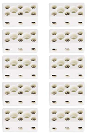 Regleta Ceramica, 10 Uds de 33,5 x 17,8 x 15,5 MM Terminales de Cerámica de 3 Vías TC-613, Bloques Terminales Conector Cabl Conectores de Cerámica de Porcelana de Alta Temperatura para Cable Eléctrico