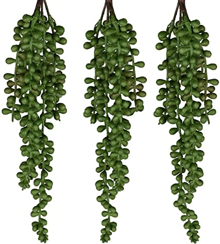 Perlenschnur zum Aufhängen, realistische Hängepflanzen, künstliche für Kunstpflanzen, Zimmerpflanzen, Dekoration, hängende Sukkulenten, für Haus und Garten, 3 Stück (Standard) (A)