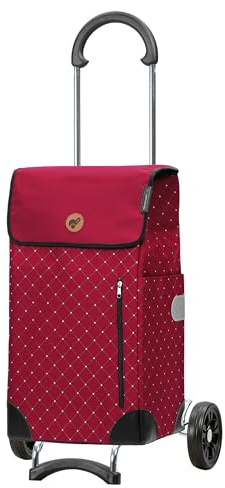 ANDERSEN Einkaufstrolley - Scala Shopper Sofia rot | mit Flüsterrädern, klappbar, aus Stahl, bis 40 kg - Tasche mit Kordelzug, Innenfach, Reflektoren, 43 L