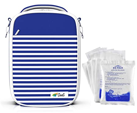 SaaG Breastmilk Cooler Bag, Insulated Baby Bottle Bag with 5 Ice Pack for Large Bottles, Perfect for Daycare Travel Nursing Mom