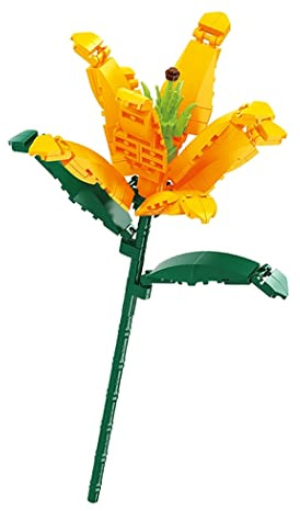 Blumenmodell zum Bauen mit kleinen Bausteinen. Gelbe Narzisse