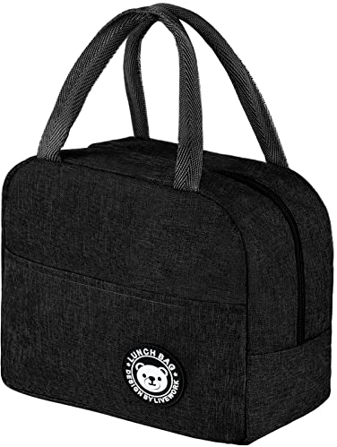 Sac Isotherme Repas Bureau 6L, Petit Panier Repas,Mini Sac à Lunch Isolé en Étanche pour Étudiant Bureau Pique-nique (Noir)