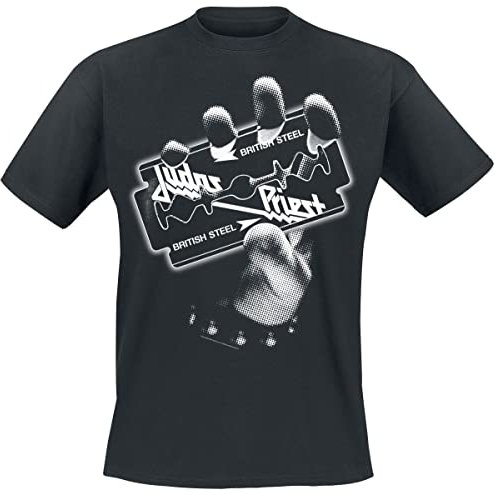 Judas Priest British Steel Hand White Homme T-Shirt Manches Courtes Noir M
