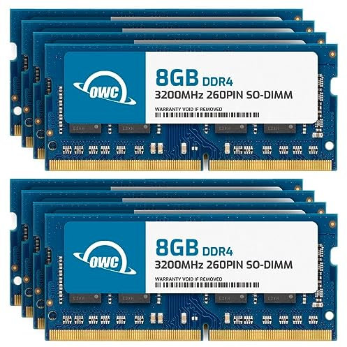 OWC Memoria RAM da 64 GB (8 x 8 GB) DDR4 3200 MHz PC4-25600 CL22 1RX8 SO-DIMM 1.2V 260-pin Laptop Notebook Memoria Aggiornamento Modulo