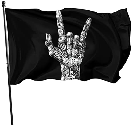 351 Gartenfahne 90x150cm, Metal Machine Rock Domineering Geste Lustige Garten Flagge Dekoration Fahne Sommer Flaggen, Für Garten, Veranda