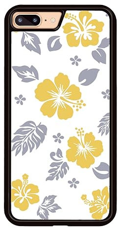 Axulimin for iPhone 8 Plus & iPhone 7 Plus Case Cute Kawaii Yellow Hibiscus Hawaiian Flower Floral Aesthetic Phone Case for Girls Preppy Women