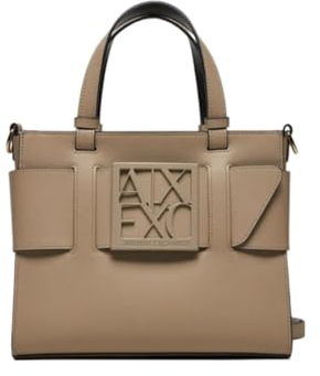Armani Exchange Medium Tote with Central Logo Buckle, Medio Donna, Pisco, One_Size