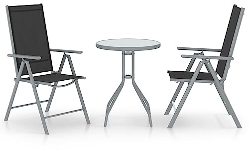 ZQQLVOO Lounge Sessel Terrassenmöbel Terassenmöbel Außen3-tlg. Bistro-Set Aluminium und Textilene Silbern