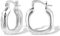 Eckig Ohrringe Silber 925, Damen Sterling Silber Creolen Eckig, Silber Ohrringe Hammer Kleine Knorpel Huggie Creolen Dick Klobige Eckig Quadrat Ohrringe Silber 925 Creolen für Damen Frauen