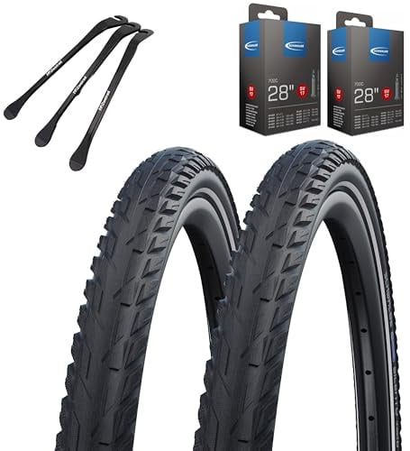 2 x Silento Fahrradreifen 28 x 1,60 Zoll 42-622 Reflexstreifen Schlauch wählbar + MSzweirad Reifenheber (SV Schlauch, 28 x 1,60 Zoll (42-622))
