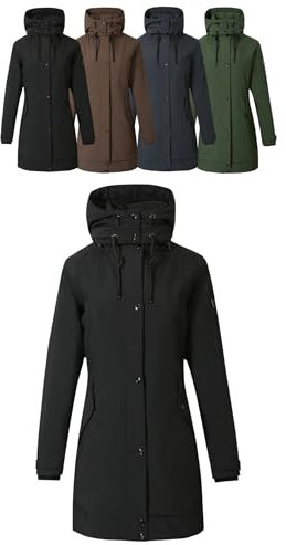 Covalliero - Damen Parka | Reitjacke mit Reitschlitz | warme Übergangsjacke mit hohem Kragen & 5 Taschen | wasserabweisende Winterjacke | Reitbekleidung in Black | Größe XXL