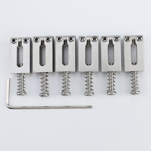 OVSAL Gitarrenbrückensättel, 10,8 mm, Edelstahl, Gitarrensättel, Tremolo-Brückensättel für Fender, Strat, Stratocaster, Telecaster, Telecaster, 6 Saiten, E-Gitarrensättel (Chrom)