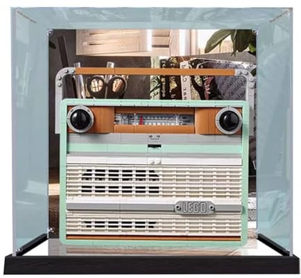 Vetrina in acrilico, compatibile con Lego 10334 Vintage Radio Display Box, antipolvere, resistente ai raggi UV trasparente (solo vetrina, kit non incluso) (aerografo)