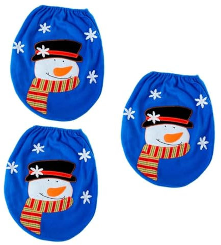 CAXUSD 3St Toilettensitzverzierung Toilettendeckel weihnachtliche toilettensitzabdeckung WC-Sitzwärmerbezug Weihnachtsbadezimmerdekoration weihnachtsdeko WC-Sitzbezug Blue