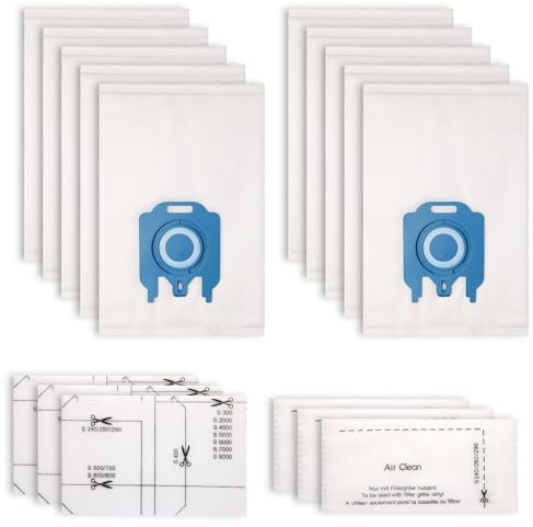 12 Stück Staubsaugerbeutel für Miele Hyclean,3D Staubbeutel kompatibel mit Miele Classic C1 Complete C2 C3 S2 S5 S8 S400 S600 S800 Serie mit 3 Motor Protection Exhaust