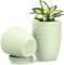 Homeuouz Lot de 5 pots de fleurs avec système d'irrigation, 15,3 cm, avec système d'irrigation, cache-pot avec soucoupe, idéal pour l'intérieur et les jardins de balcon, vert clair