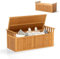 HOMASIS 209L Auflagenbox XXL, Gartenbox aus Fichtenholz, Aufbewahrungsbox mit Deckel & Armlehnen, Gartentruhe Kissenbox, Auflagentruhe Sitzbank mit Stauraum für Garten Balkon, Natur