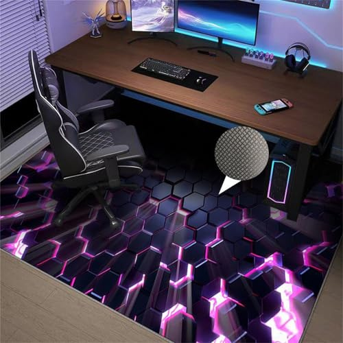 Highdi Bodenschutzmatte Bürostuhl, Bürostuhl Unterlage rutschfest Kratzfest Bodenmatte Stuhlunterlage, Spiele Stil Bürostuhlunterlage Schreibtischstuhl Unterlage Teppich (Rosa,120x140cm)