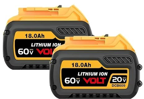 18Ah 20V/60V Lithium Battery Compatible With DeWalt FLEXVOLT MAX DCB609/DCB606/DCB612 & DCD996/DCF885/DCS391 SeriesTools | High-Capacity 18000mAh Cordless Power Tool Battery(60V-20V 18Ah X2)