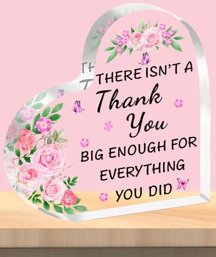 TTOVEN Thank You Gifts for Women Men,Thank You Gift,Heart Acrylic Thank-You Plaque For Colleague, Boss,Volunteer,Nurse,Doctor,Manager,Director, Teacher,Appreciation Presents