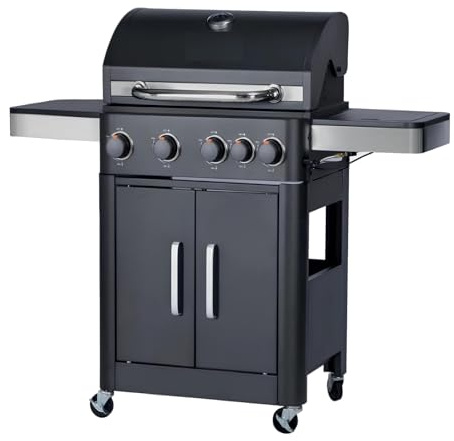 Barbecue a gas Ambra Garden Colorado 4 fuochi + 1 fornello laterale piastra e griglia in ghisa 13,7 Kw