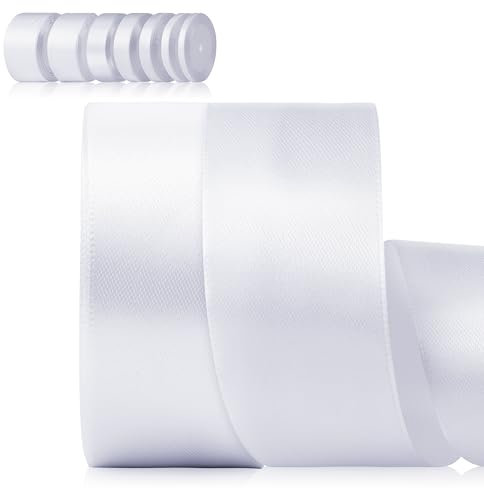 Foshird Satinband Weiß 40mm x 22m Geschenkband Breit Schleifenband Hochzeit Polyester Bänder zum Basteln Dekoband für Geschenkverpackung Geburtstag DIY