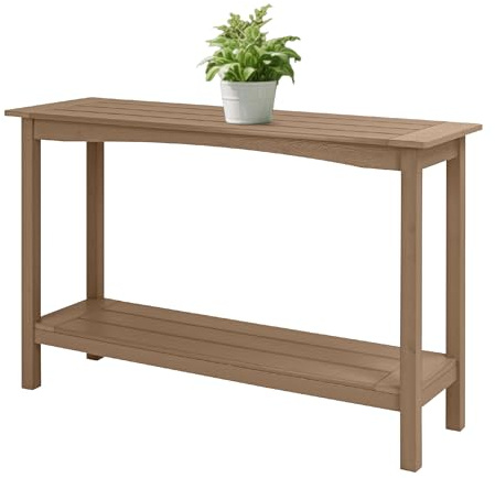 AeasyG Wetterfeste HIPS Outdoor Console Tisch, 48 Zoll 2-Etagen Side Table für Innen- und Außenbereich, multifunktionaler Buffettisch Bar-Speicher-Organisator für Eingang, Garten, Terrasse
