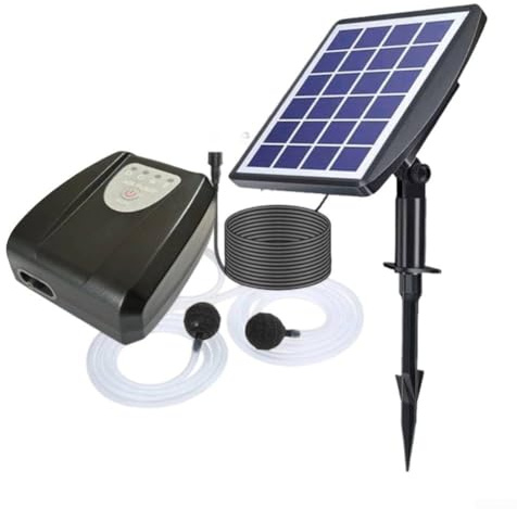 Solar-Sauerstoffpumpe, 3 W, Angel-Luftsprudler für Outdoor, Haushalt, Fischteich, wiederaufladbar, leiser Betrieb, für Wasserzirkulation (schwarz, 3 W, 2600)