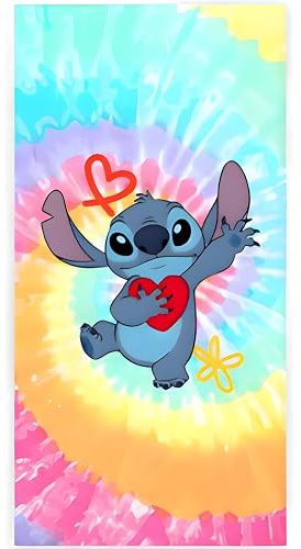 Stitch Surfing Stitch Strand & Badetuch 70x40 cm, 100% Baumwolle | Weiches & Schnelltrocknendes Badetuch für Kinder | Stitch Surf leuchtendes Tropisches Design | Ideal für Strand, Bad & Pool