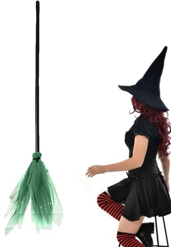 Witch Broom, Witch Broom Costume Accessory, Decorations for Front Door Haunted House Cosplay Yard Porch Costumes Stage Performances Halloween Parties