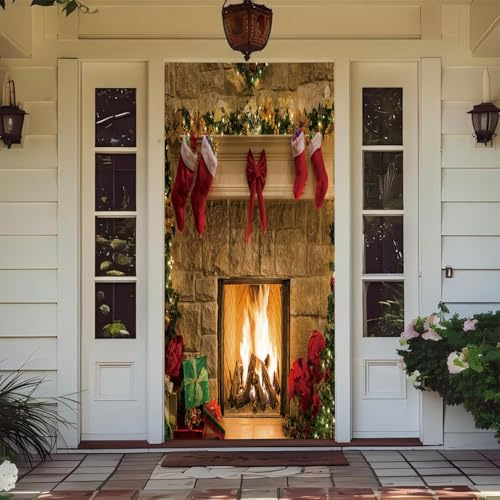 Weihnachten Dekorationen Merry Christmas TüR Abdeckung,Rot Rosa Schmetterling Elch Schneemann,Weihnachten Weihnachtsmann,Hintergrund Banner TüRbehang Christmas FüR Deko,Door Cover (Farbe 5, 90x210cm)