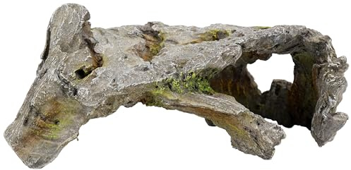 CLASSIC Weathered Wood Cave Swim Through Aquarium Ornament – 287 x 185 x 125 mm | Hand-Painted Resin Decoration for Freshwater Fish Tanks Only