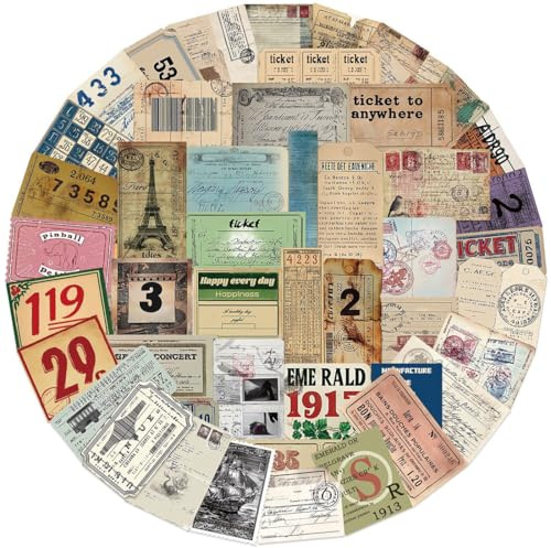 50 Stück Vintage Sticker Aesthetic Aufkleber, Retro Vinyl Aufkleber für Kindle Scrapbook Laptop Helm Koffer Deko Aesthetic