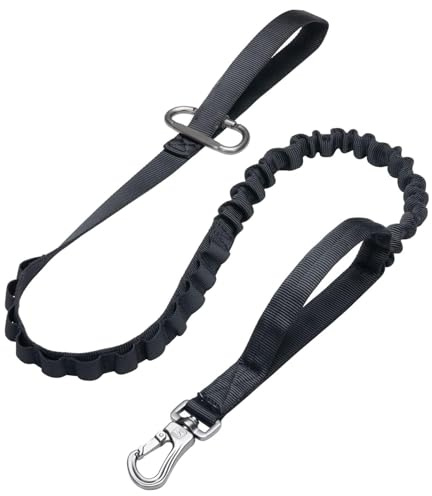 CEASELESLY Hunde halsbänder,Taktische Bungee-Hundeleine, Militärische verstellbare Hundeleine,für mittelgroße und große Hunde, die ziehen (schwarz)