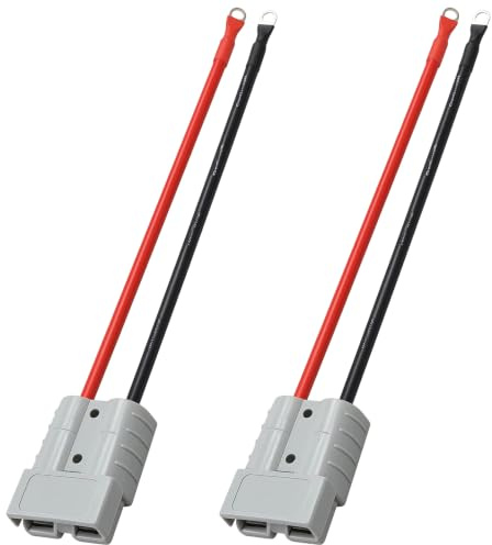 2Pcs Battery Quick Connector Plug, 50A 600V Disconnect Harness | 10AWG Silicone Battery Cable with O Ring Terminal, Heavy-Duty Power Quick Connect for Car, RV, Camper, Boat, Lifepo4, Tractor
