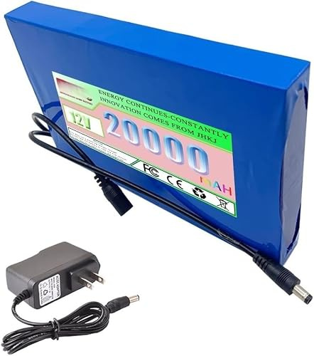 Batterie Lipo 12 V 20 000 mAh avec chargeur – Batterie rechargeable pour bandes LED, routeurs et haut-parleurs, idéale pour une utilisation externe