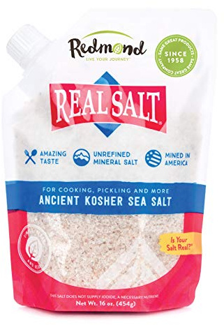 Redmond Real Sea Salt - Natural Unrefined Gluten Free Kosher, 16 Ounce Pouch (1 Pack)