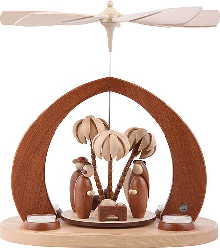 Müller GmbH Moderne Bogenpyramide mit Christi Geburt 1-stöckig, Natur, groß Höhe 36 cm